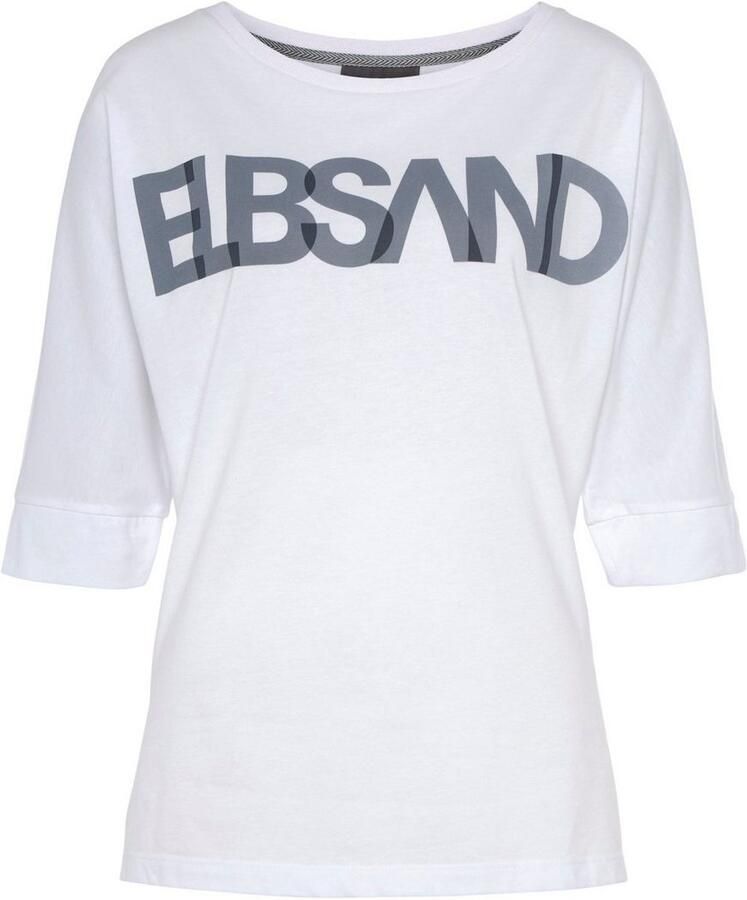Elbsand Shirt met 3 4-mouwen met logoprint katoenmix losse pasvorm
