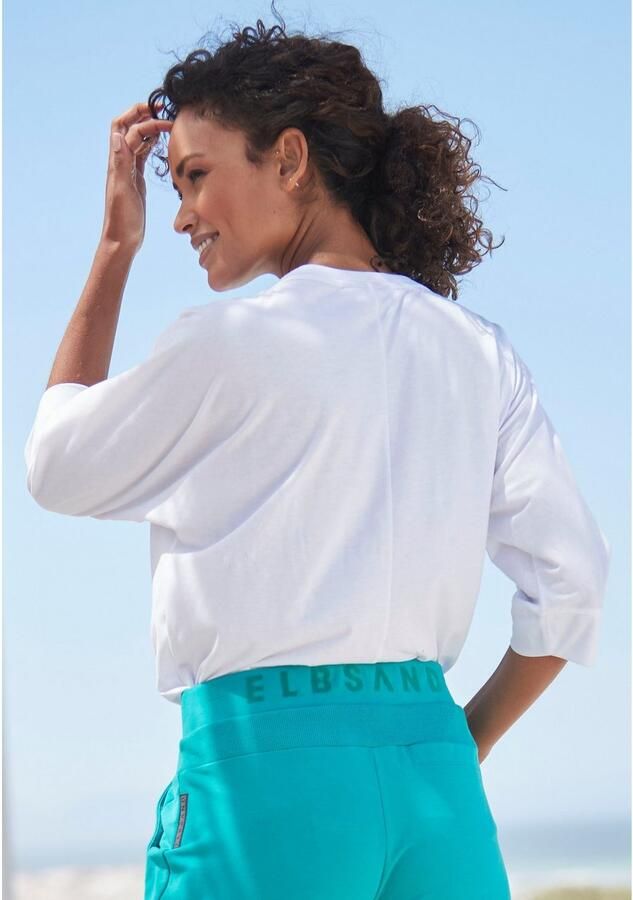 Elbsand Shirt met 3 4-mouwen met logoprint katoenmix losse pasvorm - Foto 4