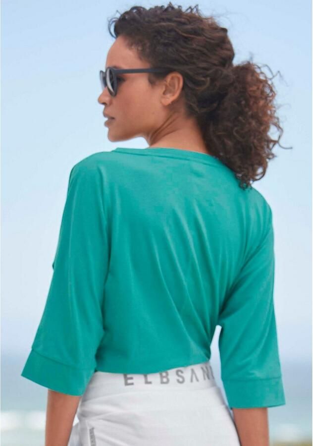 Elbsand Shirt met 3 4-mouwen met logoprint katoenmix losse pasvorm - Foto 4