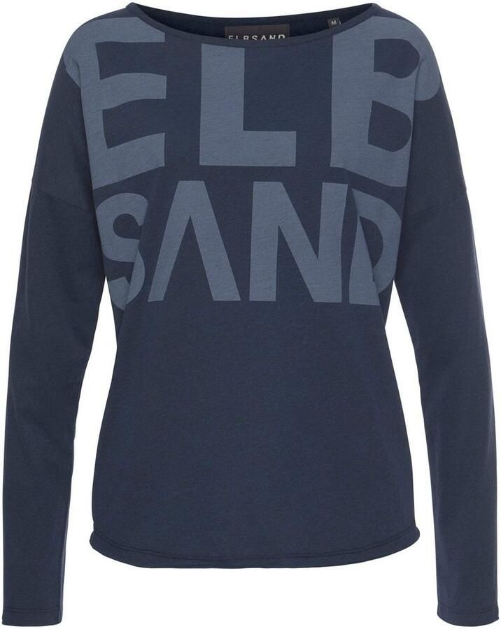 Elbsand Shirt met lange mouwen Niola met grote print op de voorkant longsleeve van katoenmix sportief-casual