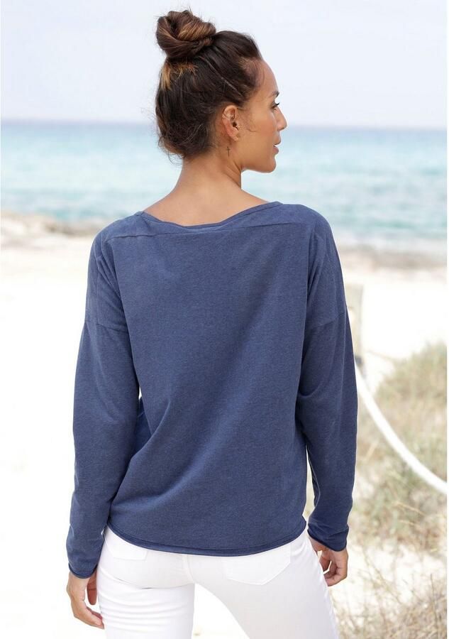 Elbsand Shirt met lange mouwen Niola met grote print op de voorkant longsleeve van katoenmix sportief-casual - Foto 5