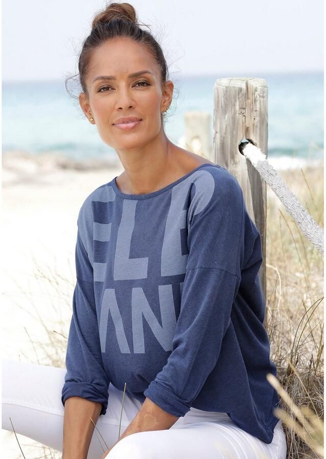 Elbsand Shirt met lange mouwen Niola met grote print op de voorkant longsleeve van katoenmix sportief-casual - Foto 4