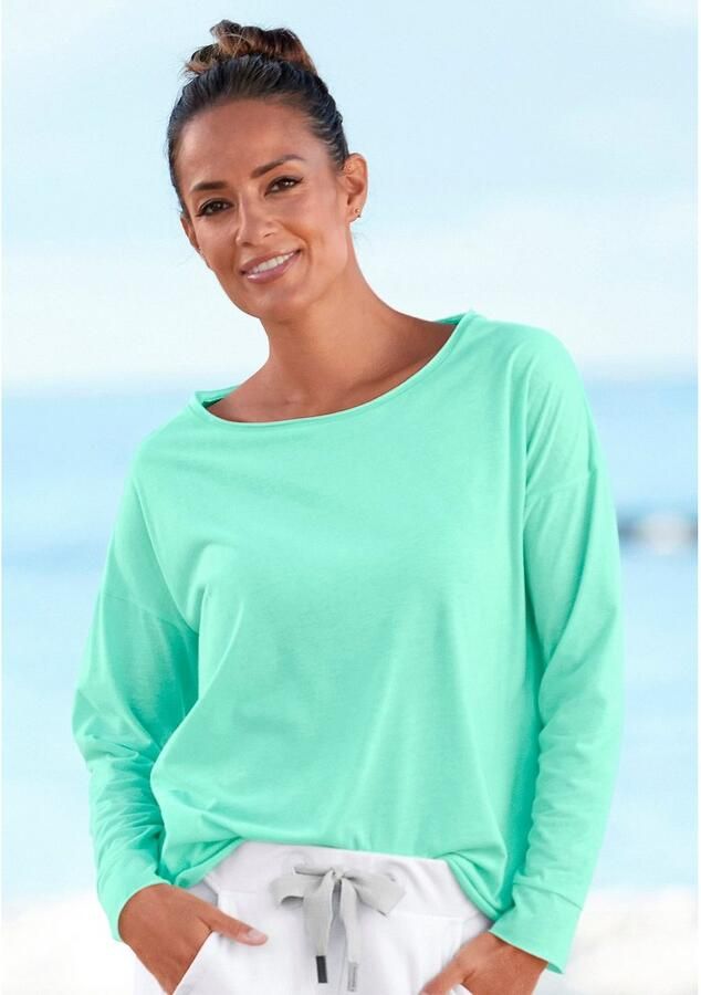 Elbsand Shirt met lange mouwen Raina met logoprint op de rug longsleeve van katoenmix - Foto 6