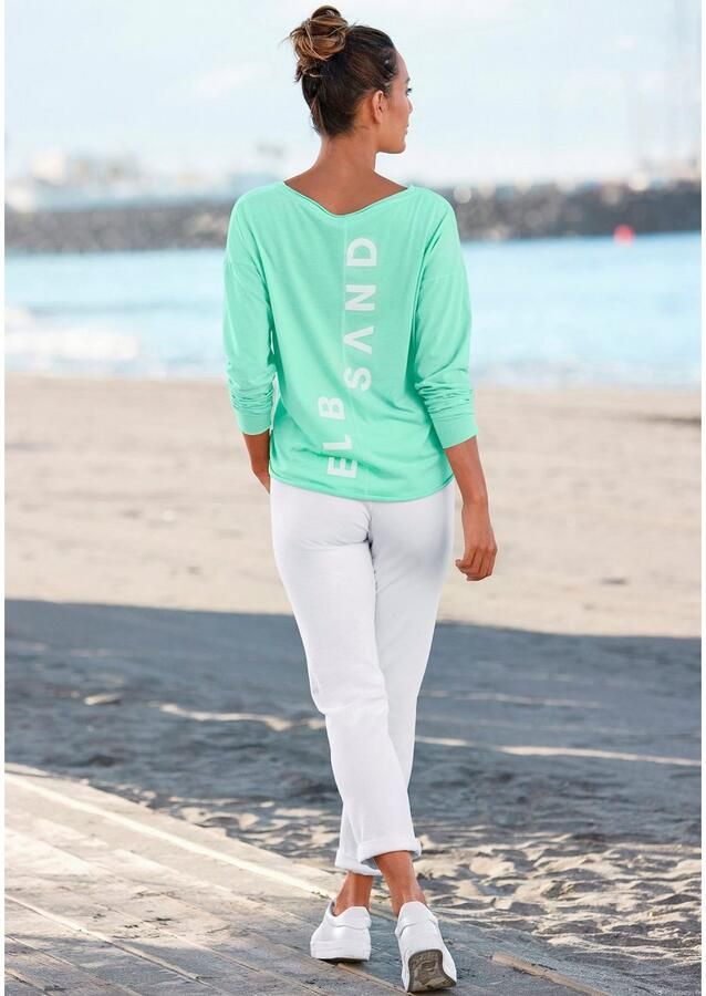 Elbsand Shirt met lange mouwen Raina met logoprint op de rug longsleeve van katoenmix - Foto 2