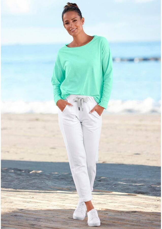 Elbsand Shirt met lange mouwen Raina met logoprint op de rug longsleeve van katoenmix - Foto 3