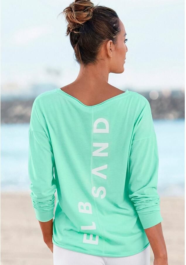 Elbsand Shirt met lange mouwen Raina met logoprint op de rug longsleeve van katoenmix - Foto 5