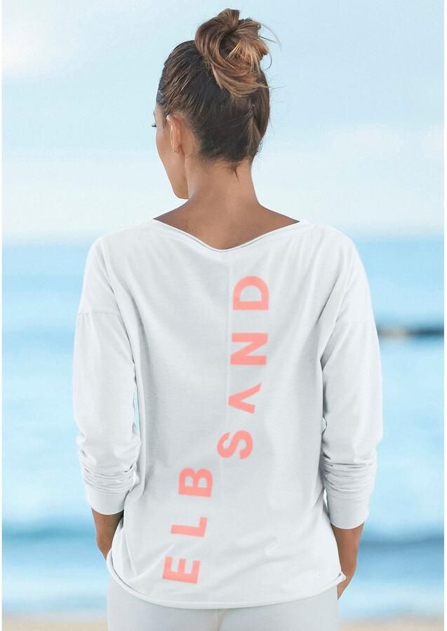 Elbsand Shirt met lange mouwen Raina met logoprint op de rug longsleeve van katoenmix - Foto 3
