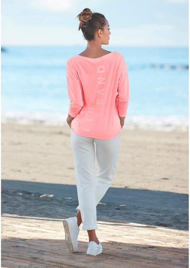 Elbsand Shirt met lange mouwen Raina met logoprint op de rug longsleeve van katoenmix - Foto 3