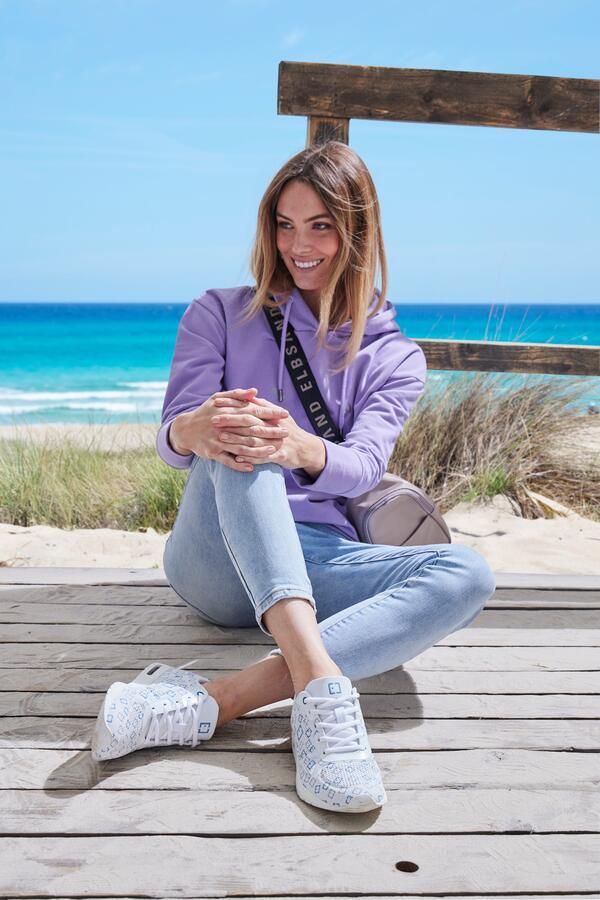 Elbsand Slim fit jeans met logoprint smalle pasvorm zachte denimkwaliteit