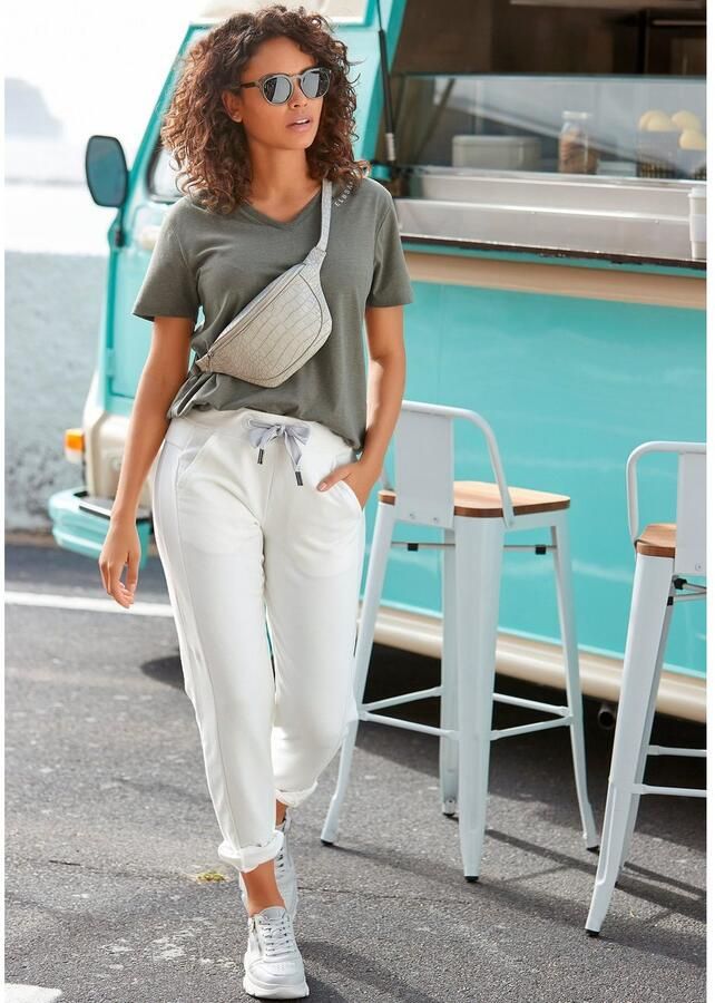 Elbsand Sweatbroek Brinja met logoprint op de tailleband en zakken joggingbroek loungebroek