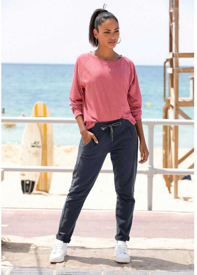 Elbsand Sweatbroek Brinja met logoprint op de tailleband en zakken joggingbroek loungebroek