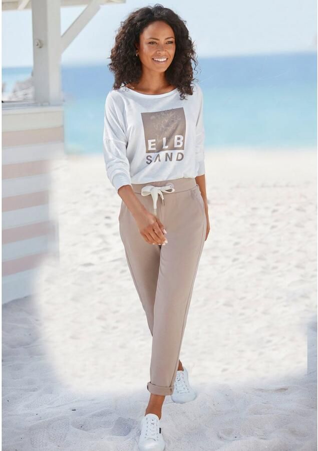 Elbsand Shirt met lange mouwen met logoprint katoenmix sportief-casual - Foto 4