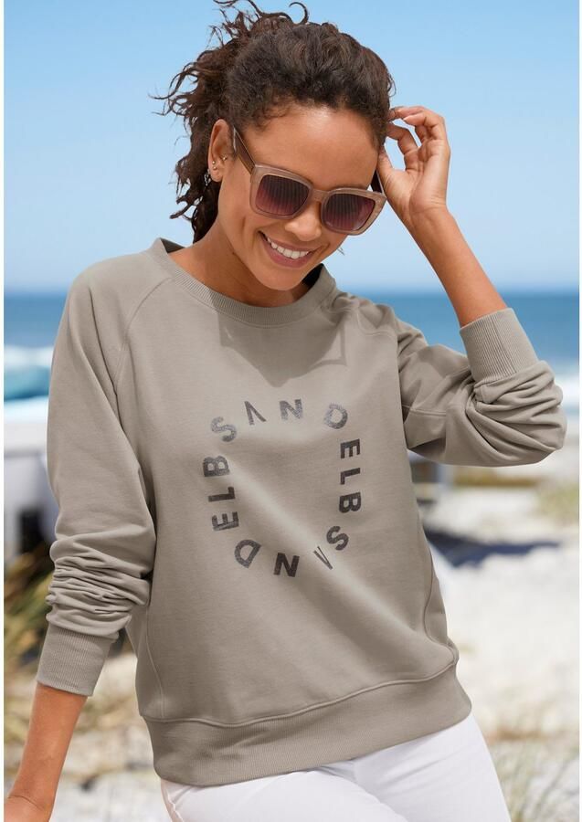 Elbsand Sweatshirt met frontprint ronde hals printpullover casual-sportief - Foto 3