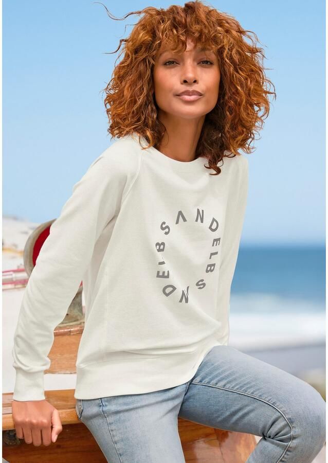 Elbsand Sweatshirt met frontprint ronde hals printpullover casual-sportief
