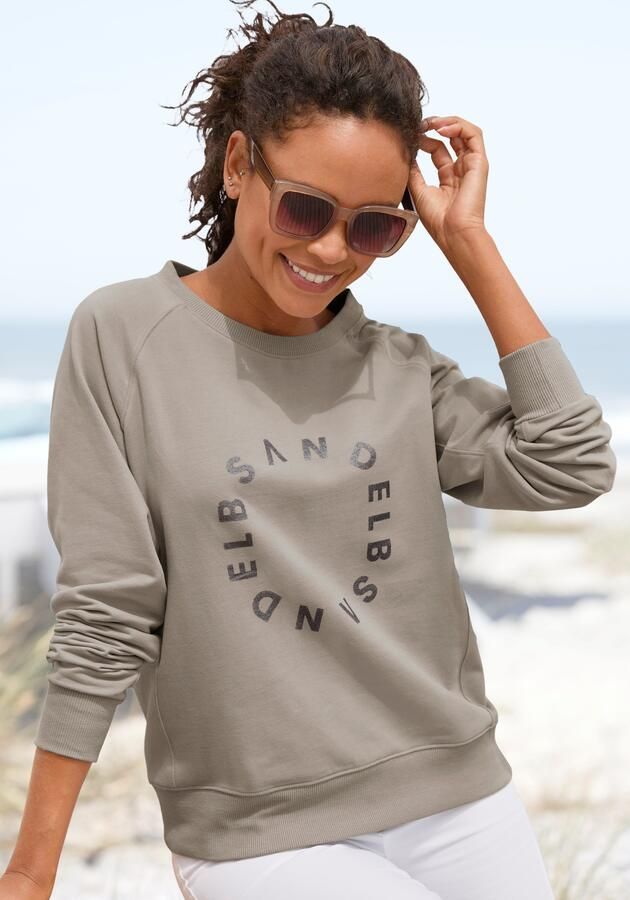 Elbsand Sweatshirt met frontprint ronde hals printpullover casual-sportief - Foto 4