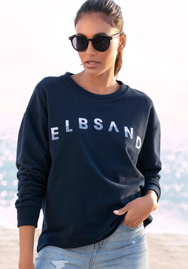 Elbsand Sweatshirt Sontje met flockprint aan de voorkant sportief-casual - Foto 5