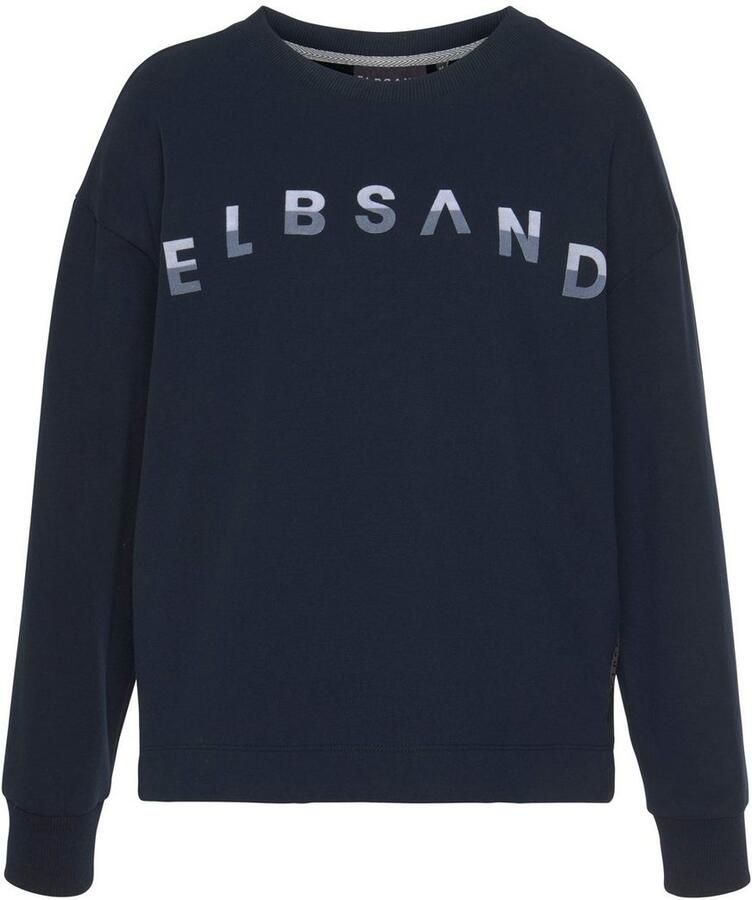 Elbsand Sweatshirt Sontje met flockprint aan de voorkant sportief-casual