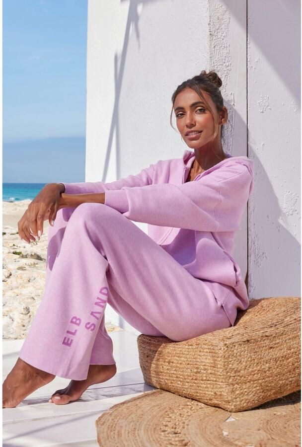 Elbsand Tricotbroek -Loungebroek met wijde pijpen en geborduurd logo loungewear - Foto 4