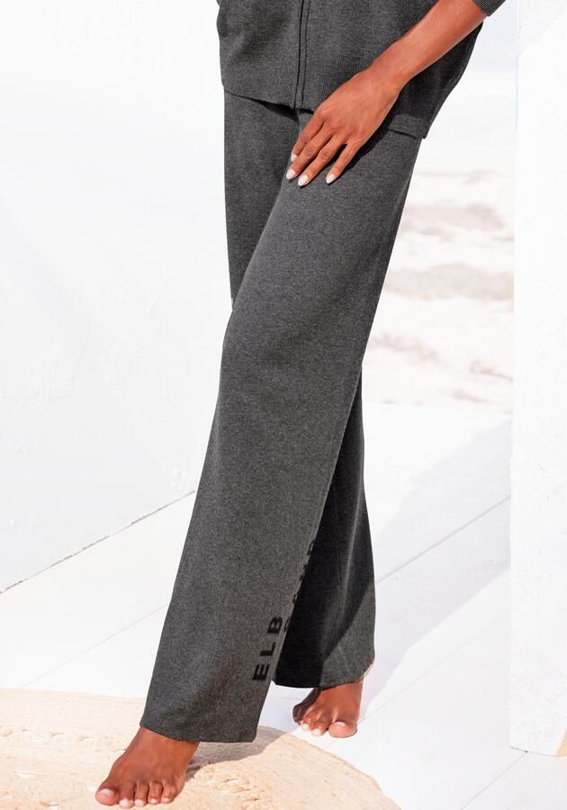 Elbsand Tricotbroek -Loungebroek met wijde pijpen en geborduurd logo loungewear - Foto 7