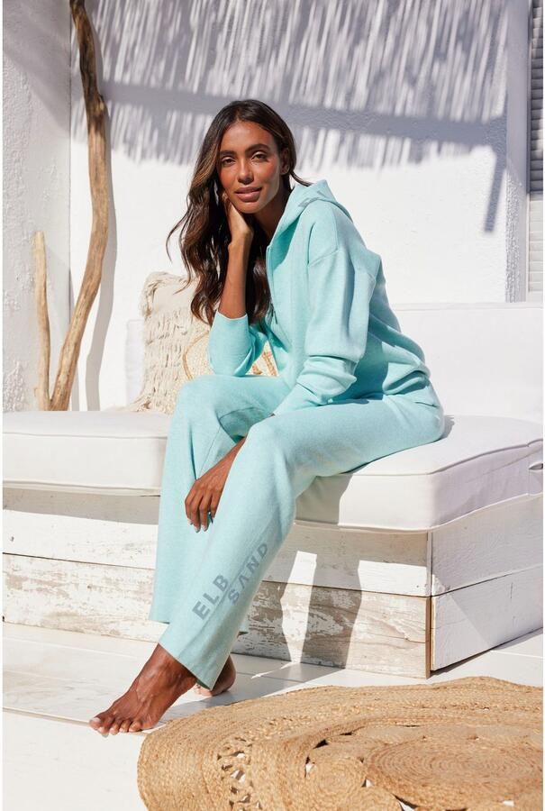 Elbsand Tricotbroek -Loungebroek met wijde pijpen en geborduurd logo loungewear - Foto 4