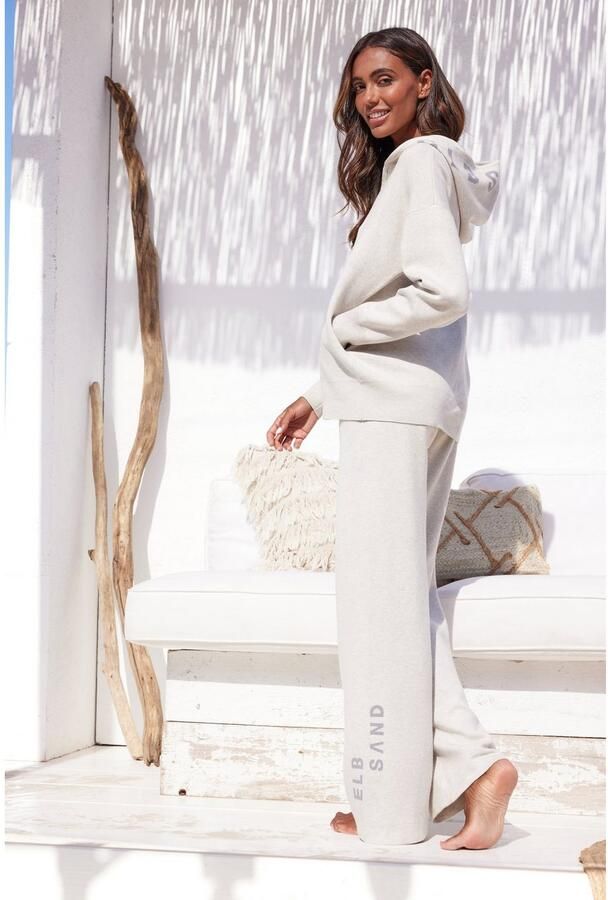 Elbsand Tricotbroek -Loungebroek met wijde pijpen en geborduurd logo loungewear - Foto 3