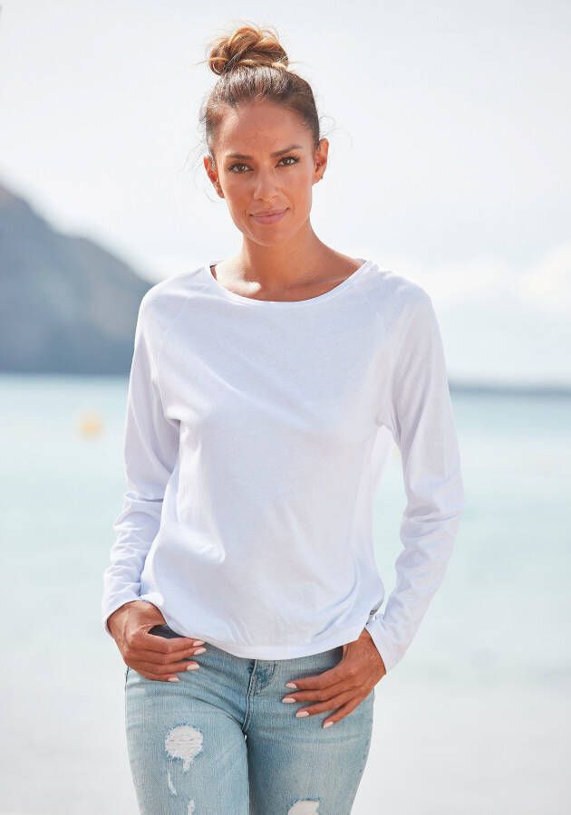 Elbsand Longsleeve TINNA met logoprint op de rug shirt met lange mouwen van een katoenmix sportief-casual