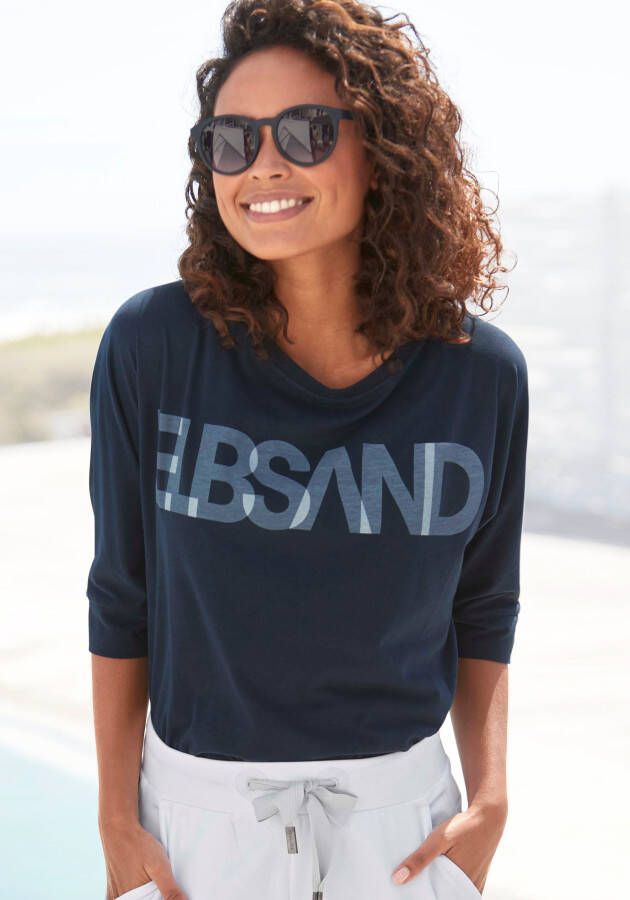 Elbsand Shirt met 3 4-mouwen met logoprint katoenmix losse pasvorm