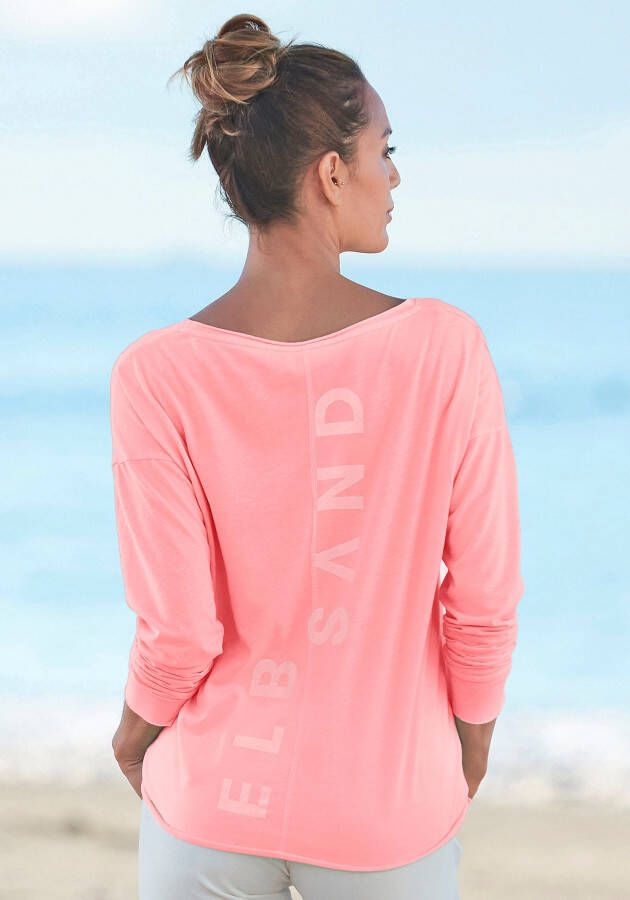 Elbsand Shirt met lange mouwen Raina met logoprint op de rug longsleeve van katoenmix