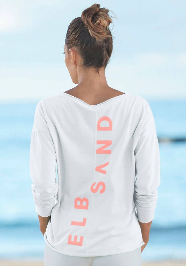 Elbsand Shirt met lange mouwen Raina met logoprint op de rug longsleeve van katoenmix