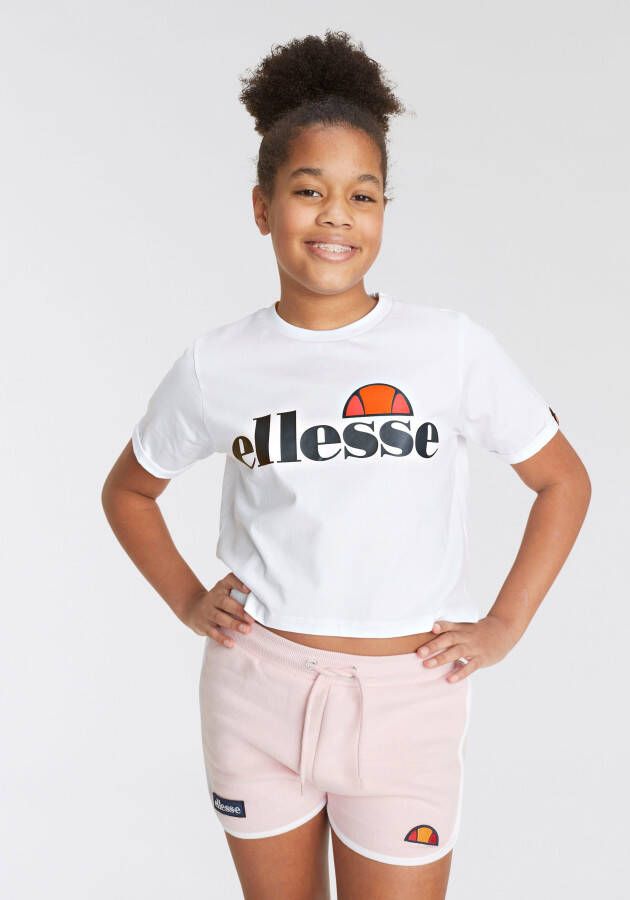 Ellesse cropped T-shirt Nicky wit Meisjes Katoen Ronde hals Logo 158-164