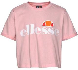 Ellesse cropped T-shirt lichtroze Meisjes Katoen Ronde hals Logo 158-164