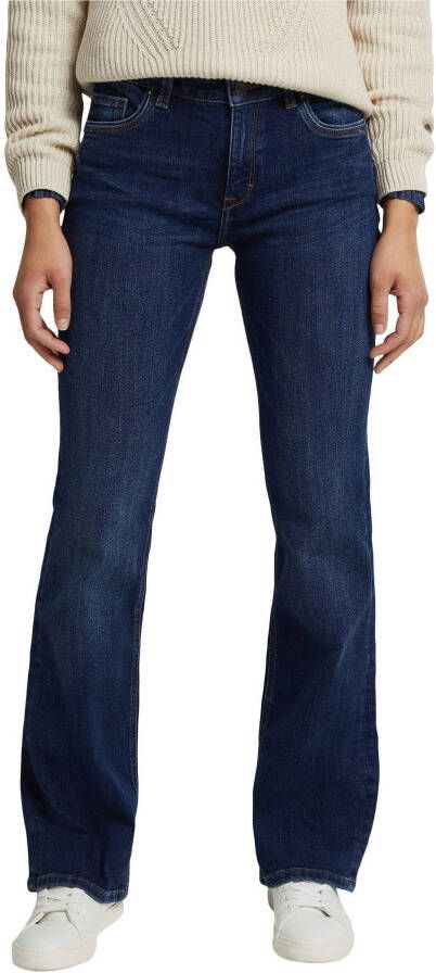 Esprit Bootcut jeans van stretch-denim met lichte washed- en used effecten