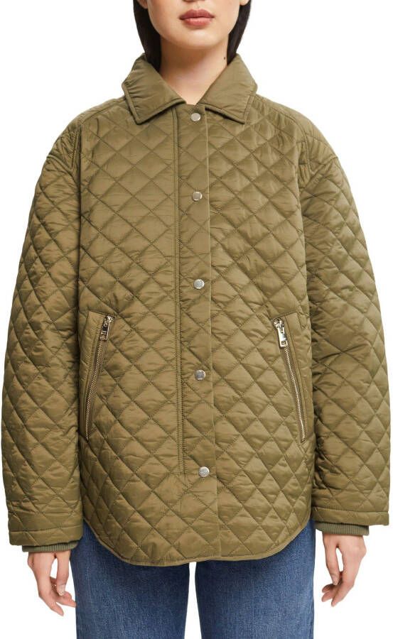 Esprit Collection Gewatteerde jas met ribtricotboord onder aan de mouwen