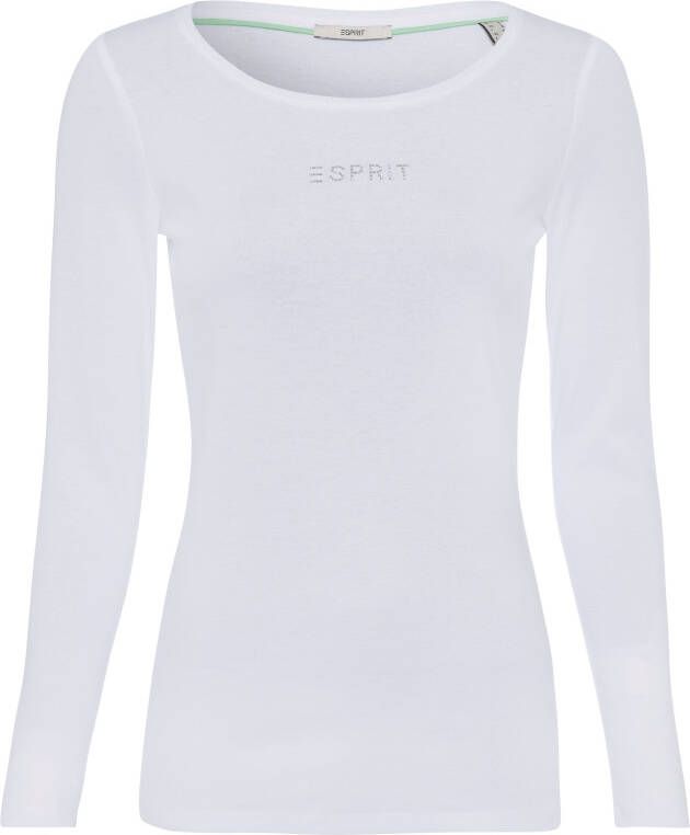 Esprit Shirt met lange mouwen in de nek met weefband verstevigd