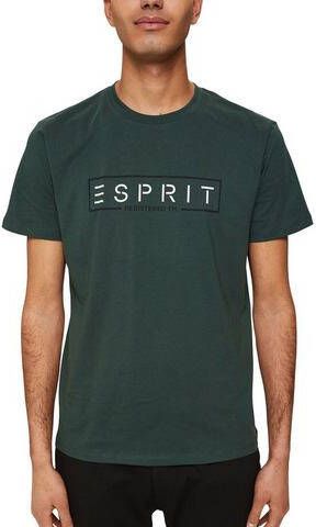 ESPRIT Men Casual T shirt met logo teal blue