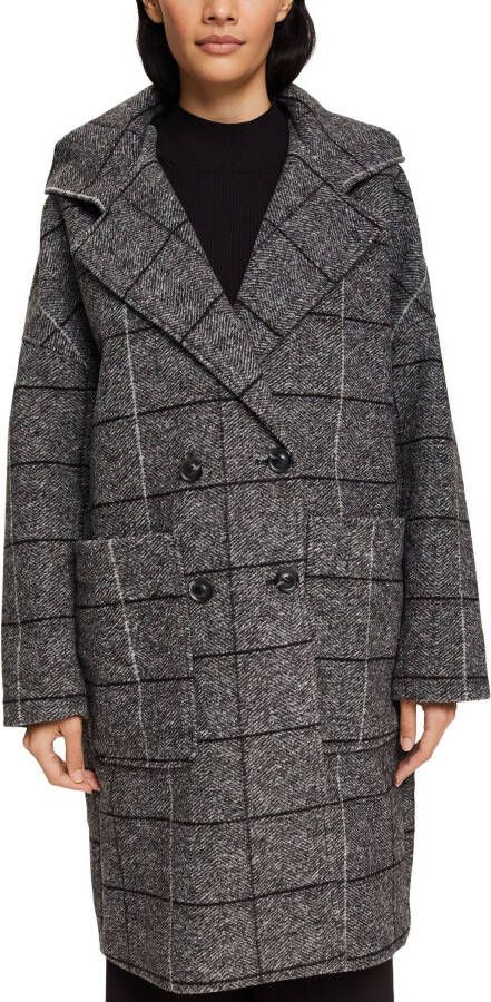 Esprit Lange jas met capuchon model 'Check'