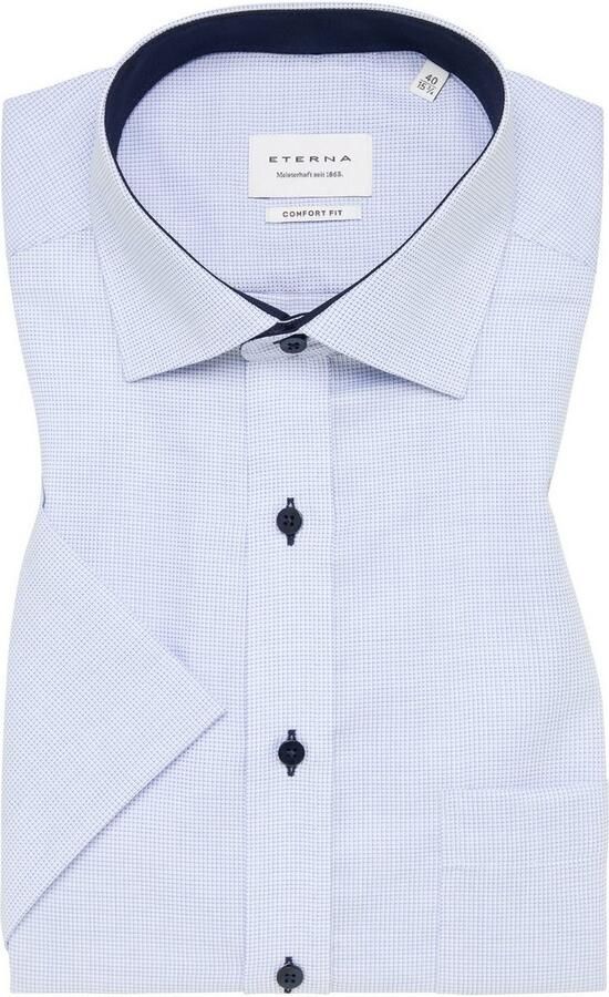 Eterna Comfort fit zakelijk overhemd met effen structuur en korte mouwen - Foto 6