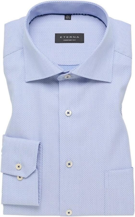 Eterna business overhemd lichtblauw geprint Comfort Fit wijde fit katoen - Foto 5