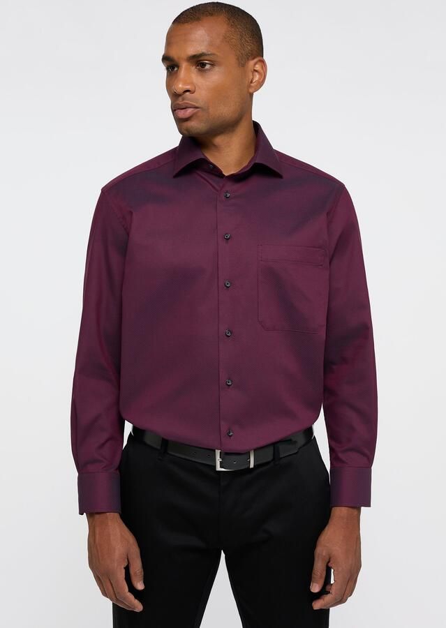 Eterna business overhemd Comfort Fit wijde fit bordeaux effen katoen - Foto 6