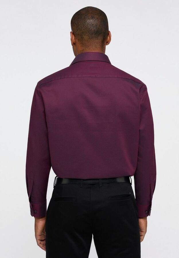 Eterna business overhemd Comfort Fit wijde fit bordeaux effen katoen - Foto 4