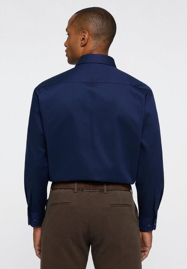 Eterna overhemd mouwlengte 7 Comfort Fit wijde fit donkerblauw geprint katoen wide spread - Foto 4