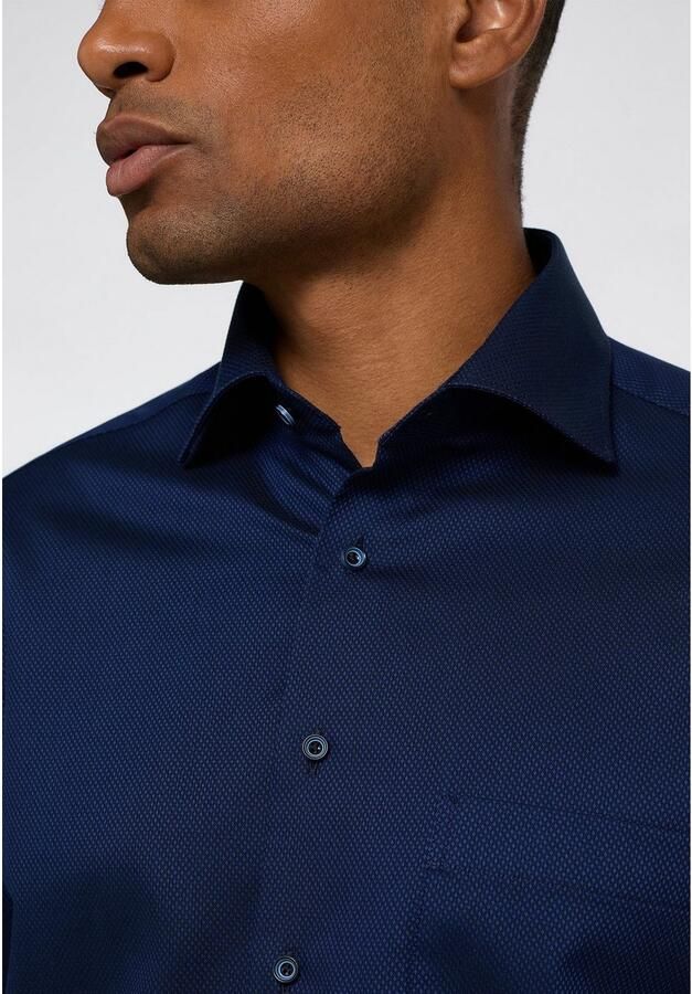 Eterna overhemd mouwlengte 7 Comfort Fit wijde fit donkerblauw geprint katoen wide spread - Foto 3