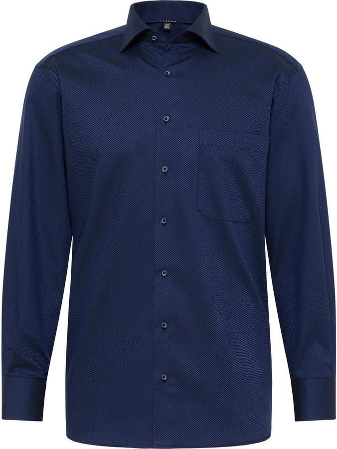 Eterna overhemd mouwlengte 7 Comfort Fit wijde fit donkerblauw geprint katoen wide spread