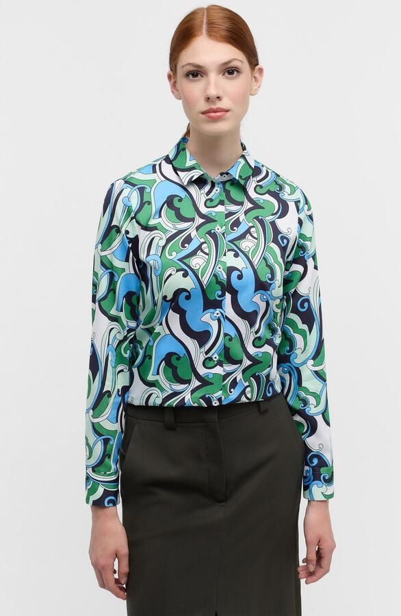 Eterna Veelzijdige Satijnen Blouse met Highlight Print Green Dames - Foto 6