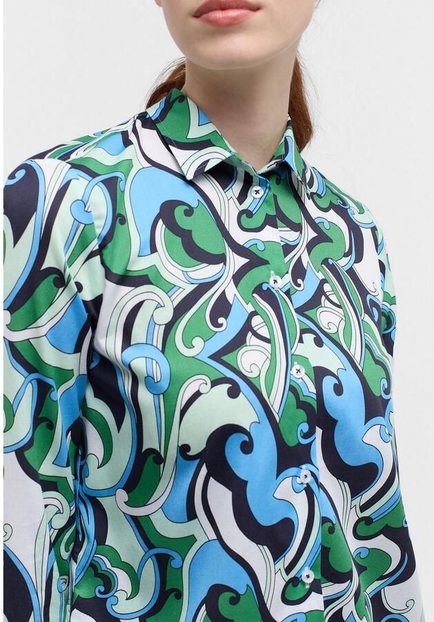 Eterna Veelzijdige Satijnen Blouse met Highlight Print Green Dames - Foto 2