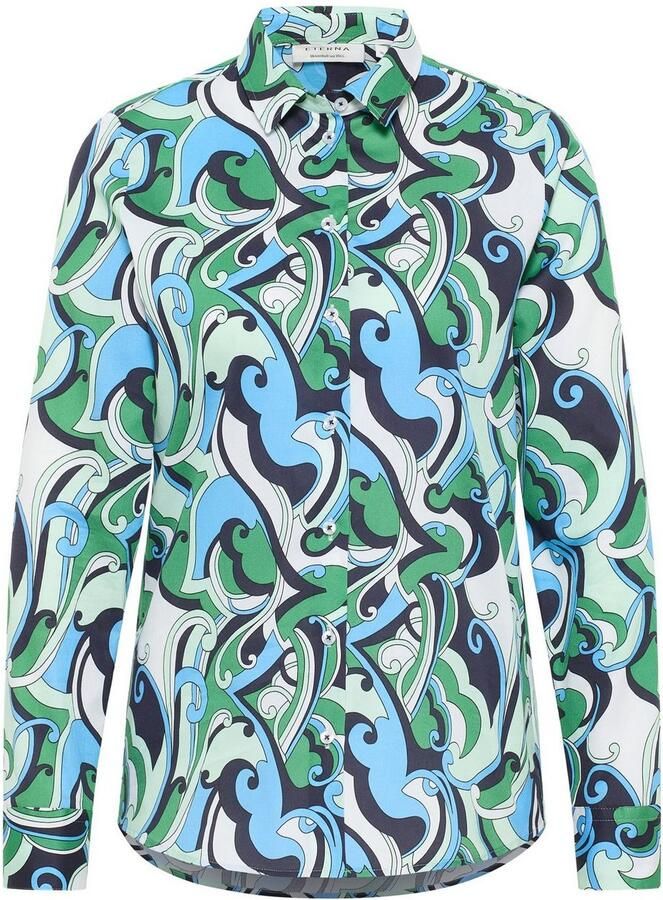 Eterna Veelzijdige Satijnen Blouse met Highlight Print Green Dames