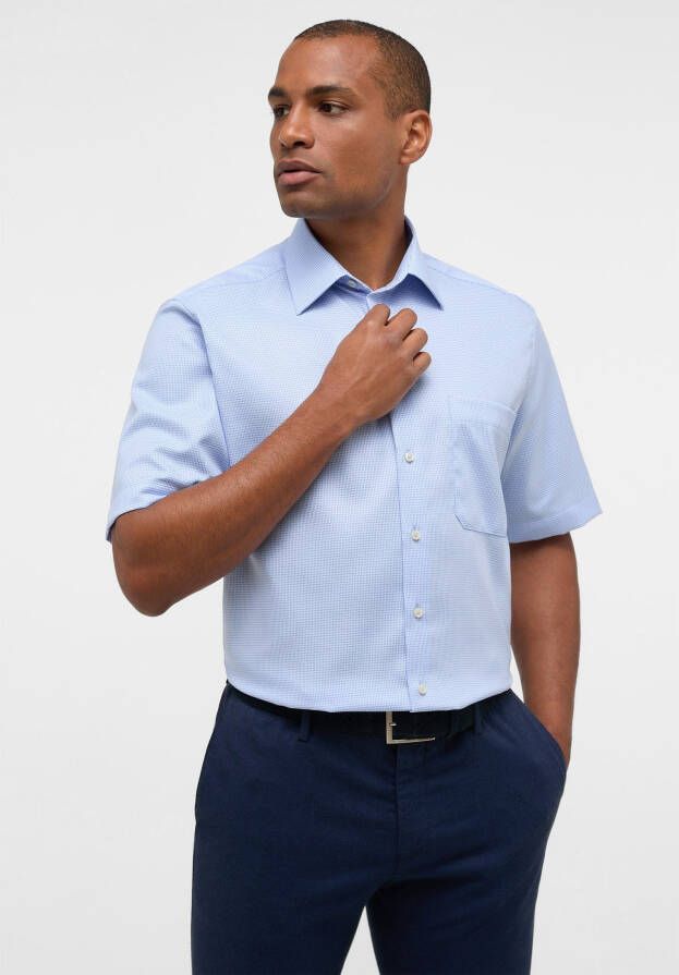 Eterna Gedrukte korte mouw overhemdjurk blauw Blue Heren