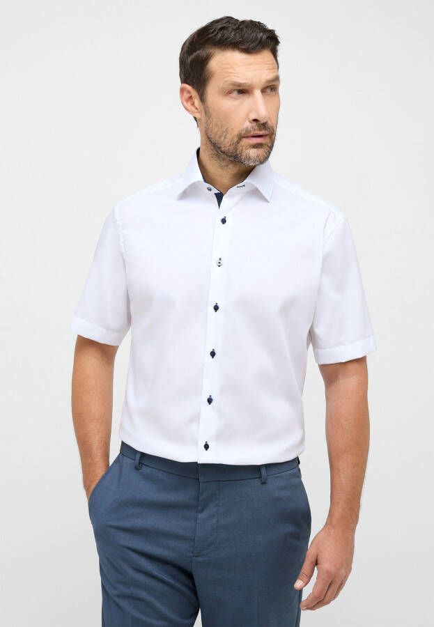 Eterna overhemd korte mouw Modern Fit normale fit wit effen katoen
