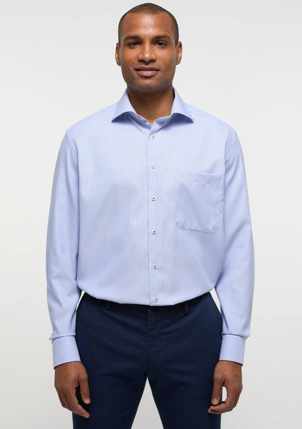 Eterna business overhemd lichtblauw geprint Comfort Fit wijde fit katoen