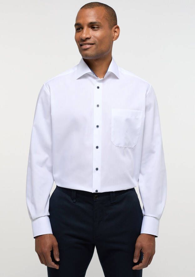 Eterna business overhemd strijkvrij normale fit wit effen katoen